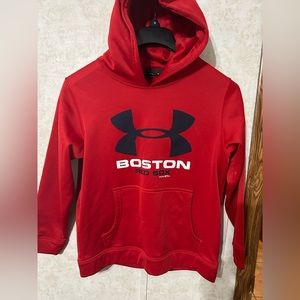 Good Condition Under Armour Boston Red Sox. No size looks like a big kid XL 20